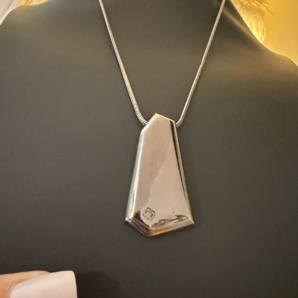 GIVENCHY Geometric Gunmetal Pendant Necklace